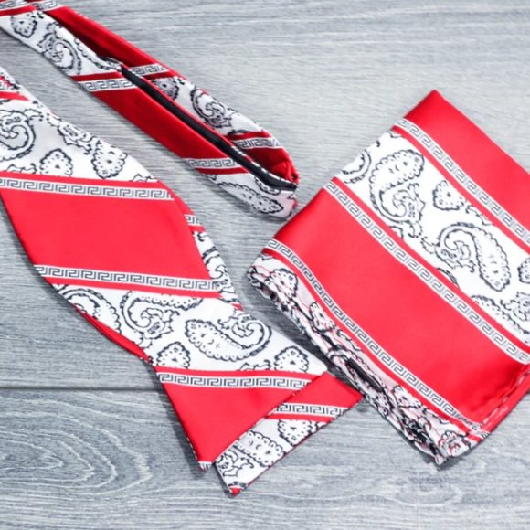 Paisley Print Silk Bow Tie Set - Picture 2 of 2